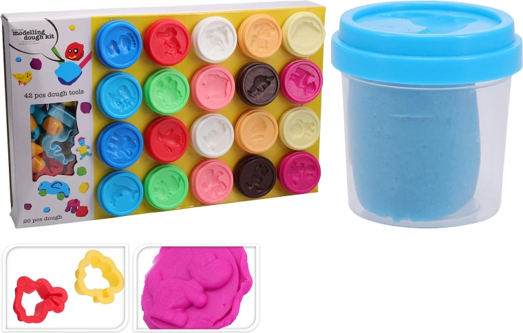 Modellezőgyurma készlet tégelyben 20 db (55 g) 42 db kiegészítővel