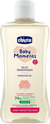 Chicco masszázsolaj tejkérgesedésre pamuttal és E-vitaminnal, Baby Moments Sensitive 200 ml