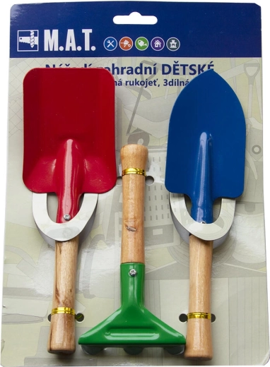Gyermek kerti szerszámkészlet fa nyéllel, 3 darab