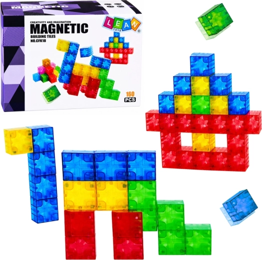 Mágneses építőkockák – színes 3D mágneses kockák (160 db)