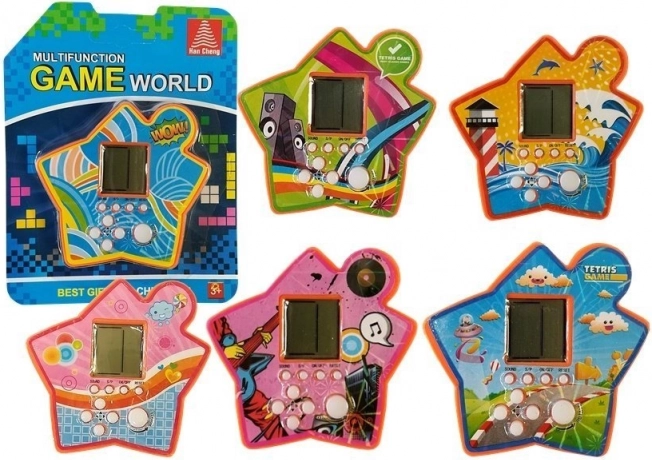 Zsebre vágható elektronikus Tetris-játék csillag alakban – narancssárga