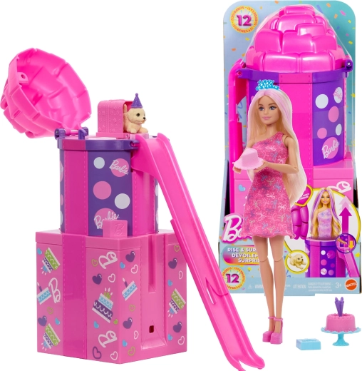 Barbie születésnapi meglepetés csúszdával – Party Unboxed készlet