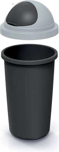 Billenő fedeles szemetes 30 l, műanyag, fekete–szürke