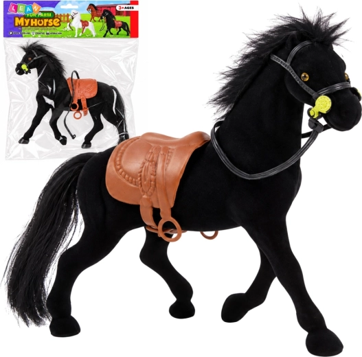 Bársonyos fekete ló figura – Farm
