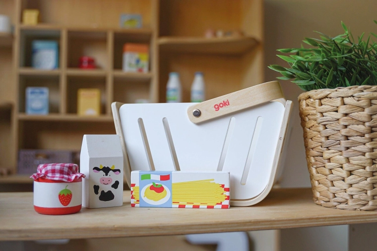 Goki MiniShopper fa bevásárlókosár pénztárcával