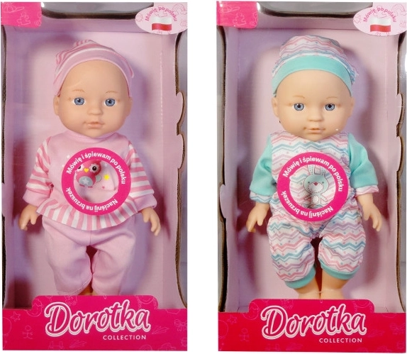 Beszélő és éneklő Dorotka baba sapkában