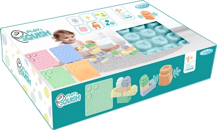 Érzékszervi lapkák és 24 puha kocka MOCHTOYS Play & Squish