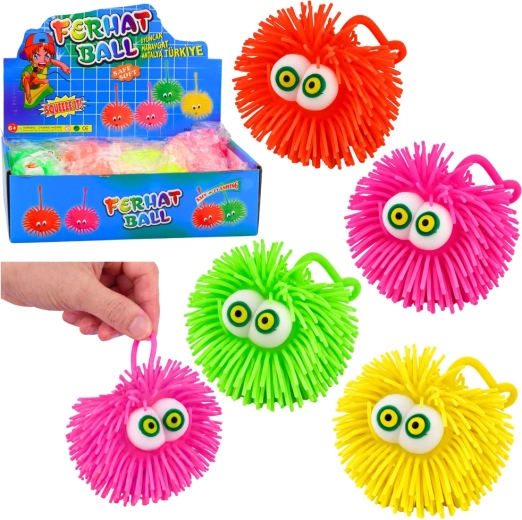 Világító puffer labda szemekkel LED – antistressz szenzoros gniotek, vegyes színek