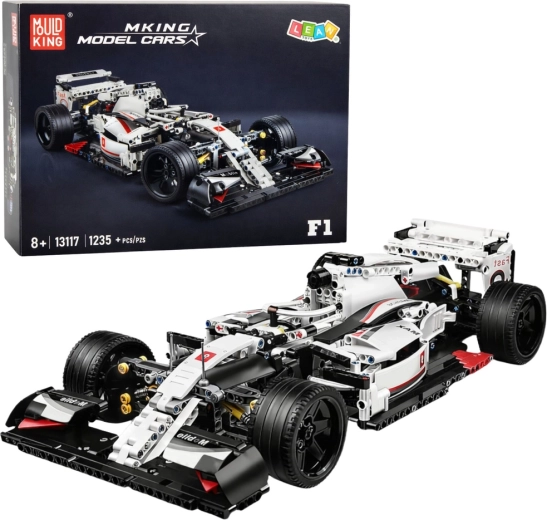 Fehér-piros F1 versenyautó építő készlet, 1235 darab