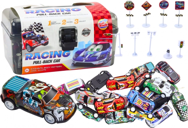 Autós készlet közlekedési táblákkal 25 db