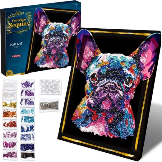 Flitteres pop art kép – francia bulldog (kreatív készlet)