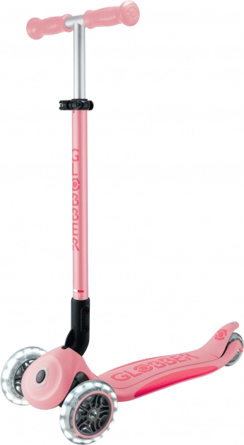Gyermek háromkerekű roller Globber Primo Foldable Plus Lights V2, pasztell rózsaszín