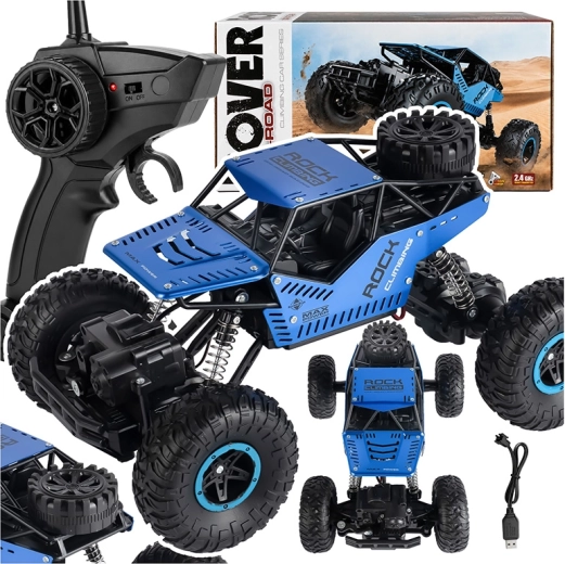 RC terepjáró autó 4x4 távirányítással, akkumulátorral, fekete - 1 db