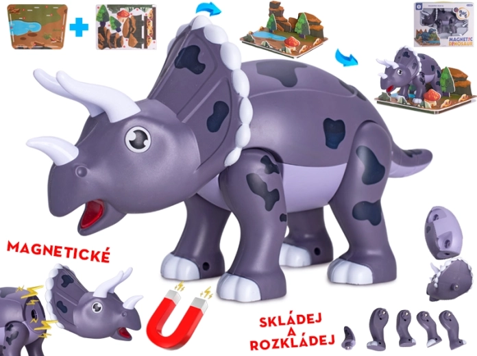 Mágneses Triceratops dinoszaurusz 28 cm – építőkészlet gyerekeknek