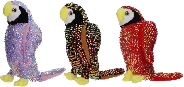 Plüss papagáj flitterekkel 25 cm