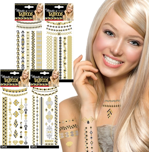 Metál hatású ideiglenes tetoválások – 4 stílus