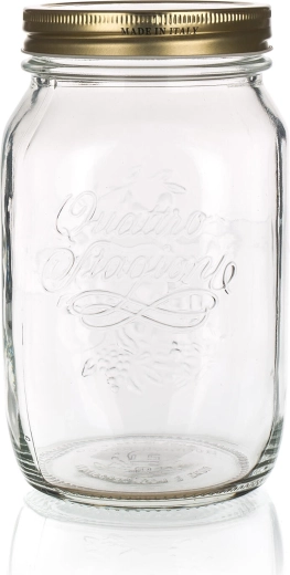 Quattro Stagioni 1 l üveg tároló fém fedővel
