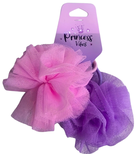 PINK tüllös hajgumi szett rózsaszín és lila, 2 db