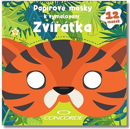 Színezhető papírmaszkok – állatkák CONCORDE, 12 darabos készlet