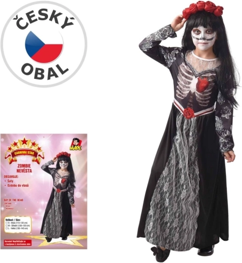 Gyermek farsangi zombimenyasszony-jelmez, 120–130 cm