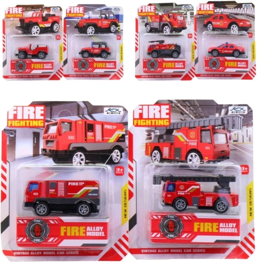 Fém tűzoltóautó bliszteren, 7,5 cm