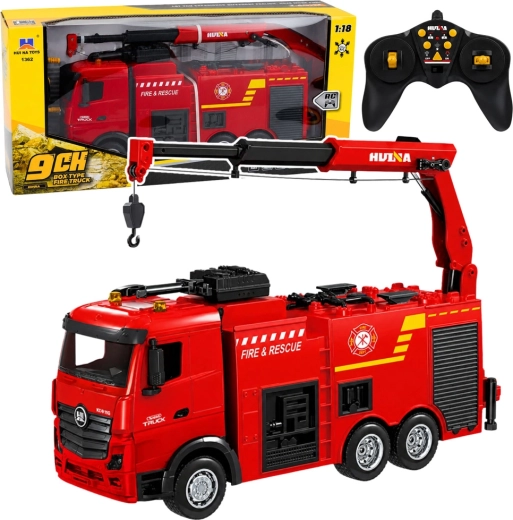 Huina RC tűzoltóautó daruval és vízágyúval 1:18
