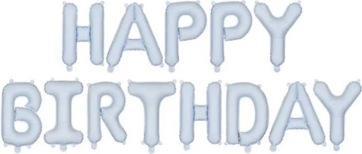 Happy Birthday matt kék fólia lufi 340 × 35 cm