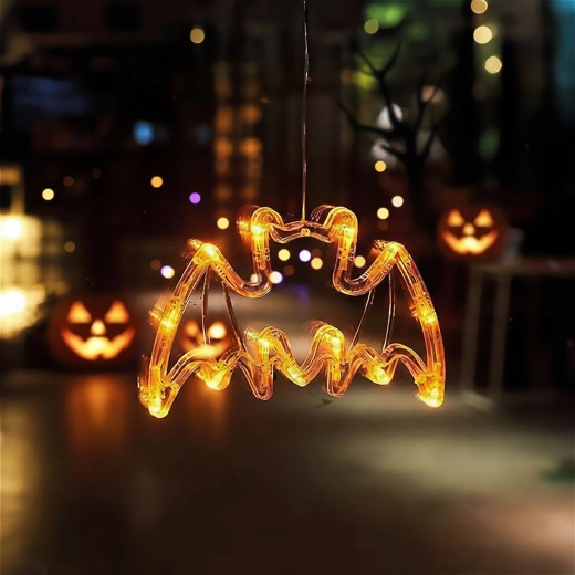 Világító halloween dekoráció denevér tapadókoronggal és 12 LED-del