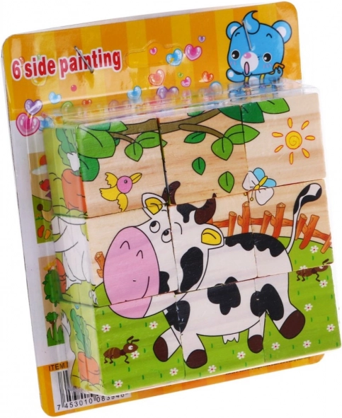Fa puzzle gyerekeknek 18 hó+ Állatos puzzle 6 kép
