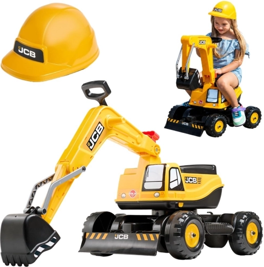 Falk JCB gyermek lábbal hajtós markoló forgatható karral és sisakkal