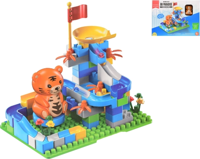 Építőkészlet pályával és állatkával, 87 darab