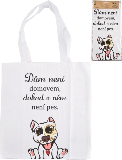 DOG HOME fehér pamuttáska 36 × 40 cm