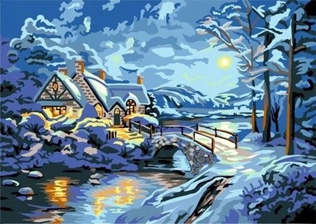 Norimpex gyémántkirakó Téli éjszaka a patak felett 30 × 40 cm