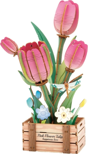3D fa építőkészlet Tulipán 21 cm