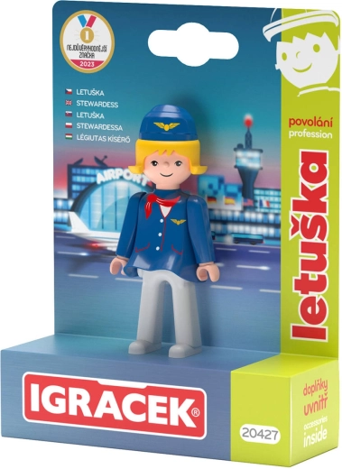Efko Igráček légiutaskísérő – csuklós figura bőrönddel