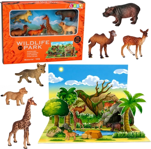 Vadállat-figura készlet 3D parkkal
