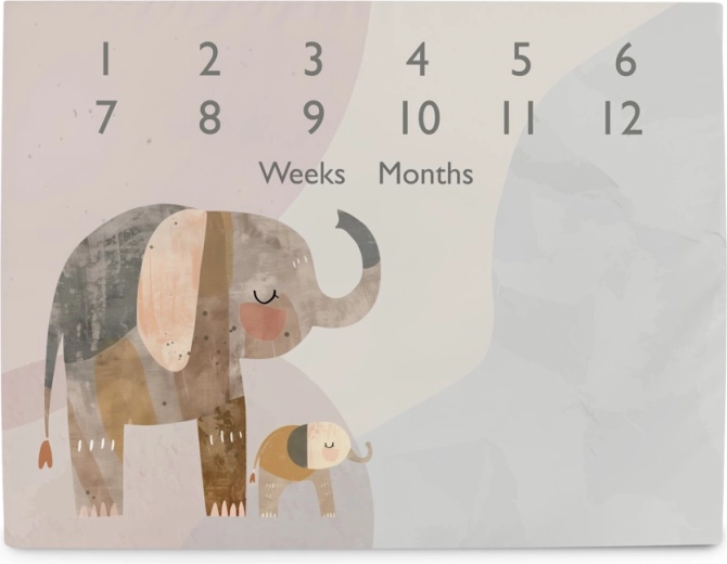 Ceba Baby mérföldkő fotóalátét fotózáshoz, Basic Elephant Family, 92 × 72 cm