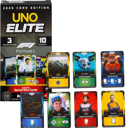 UNO Elite Formula 1 2025 kártyajáték – bővítő Booster Pack