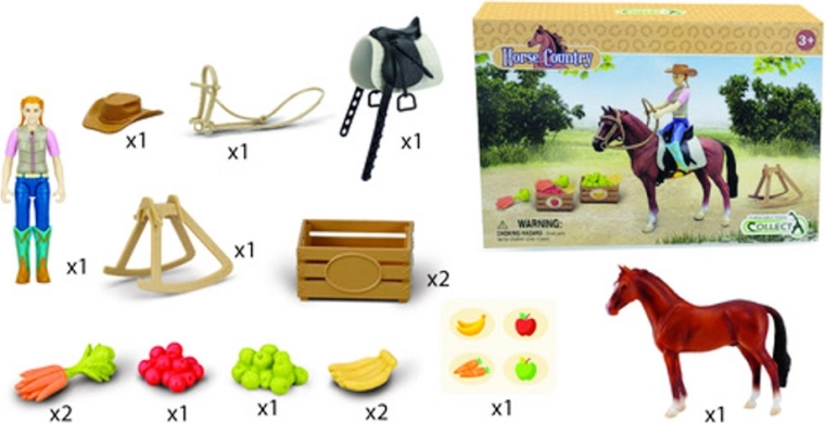 Lovasnő hanoveri ménnel és tartozékokkal