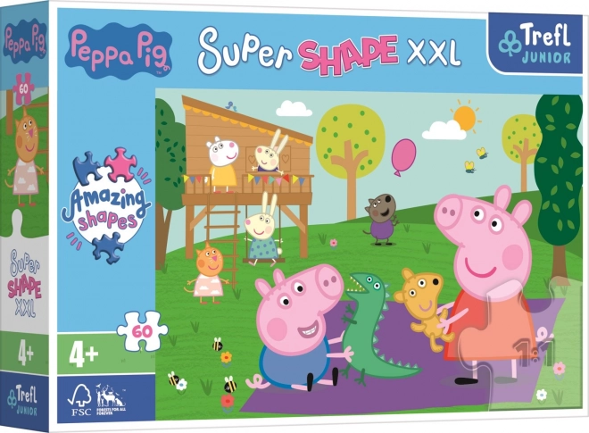 Puzzle 60 XXL Super Shape – móka az öcsivel, PEPPA MALAC