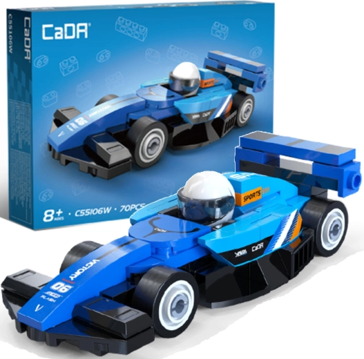 CaDA építőjáték versenyautó Circuit Racing Car kék (70 darab)