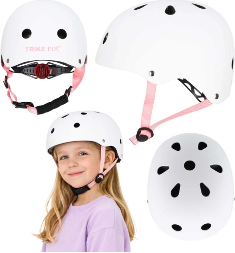 Gyermek kerékpáros sisak LED-del TRIKE FIX S 48–54 cm, fehér