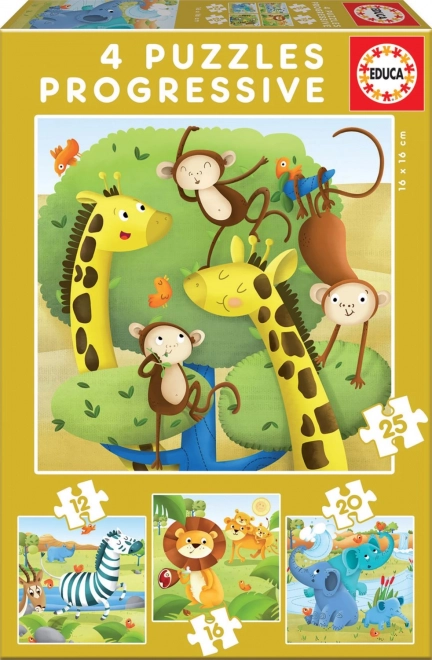 Educa puzzle Vadállatok 4 az 1-ben (12–25 darab)