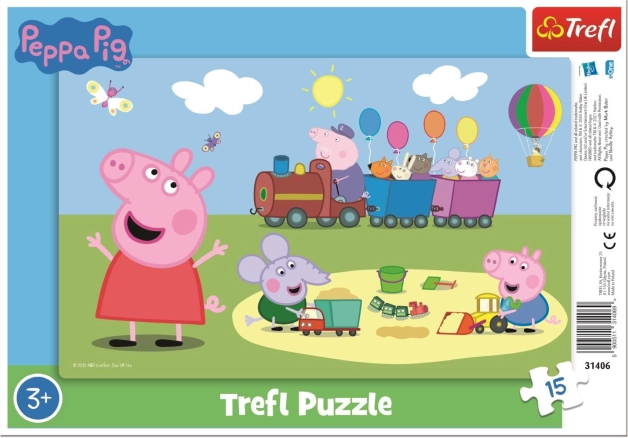 Puzzle 15 darabos Peppa malac vonat