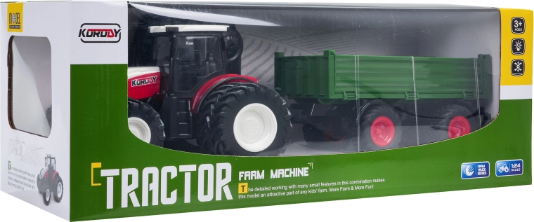 RC traktor levehető zöld pótkocsival 1:24