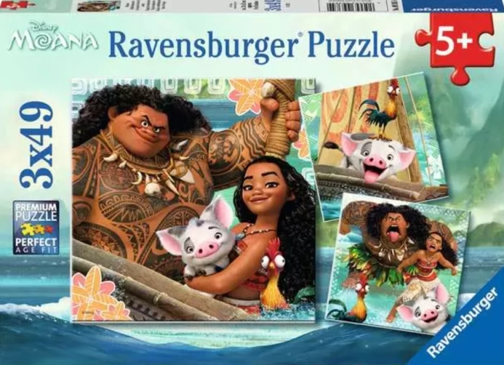 Ravensburger puzzle Vaiana, a bátor: Utazásra születve 3×49 darab