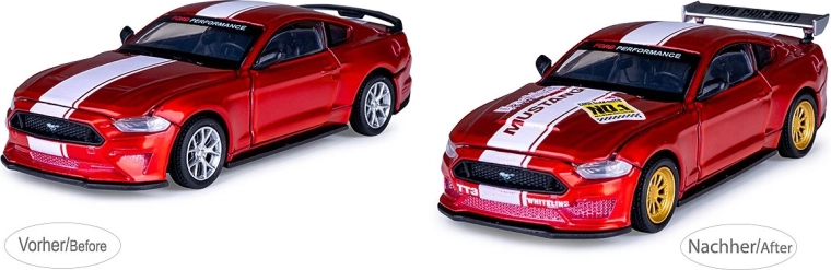 JAMARA Ford Mustang GT piros fémmodell 1:42 méretarányban tuningkészlettel