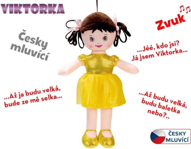 Beszélő és éneklő textilbaba Viktorka 32 cm