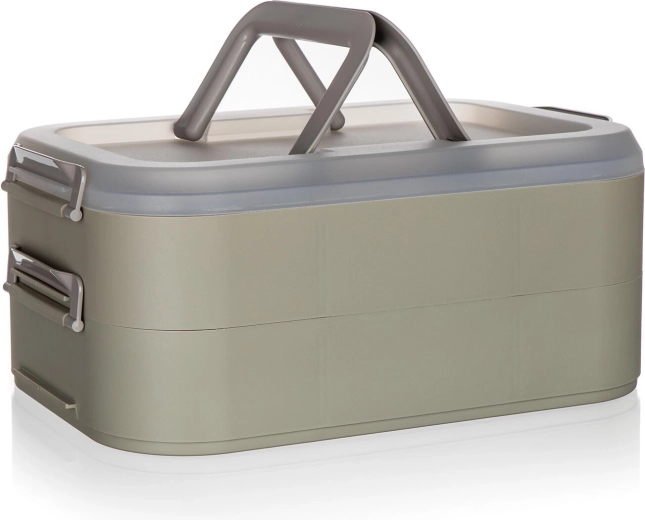 Kétszintes hordozható party doboz fedéllel, LATTE, 40 × 28 × 17,8 cm