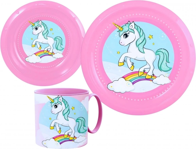 Gyerek műanyag étkészlet Unicorn (3 részes)